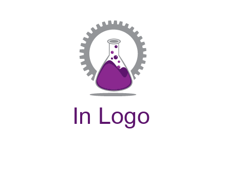 chemical flask and gear engineering logo