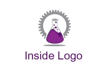 chemical flask and gear engineering logo
