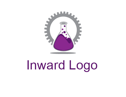 chemical flask and gear engineering logo