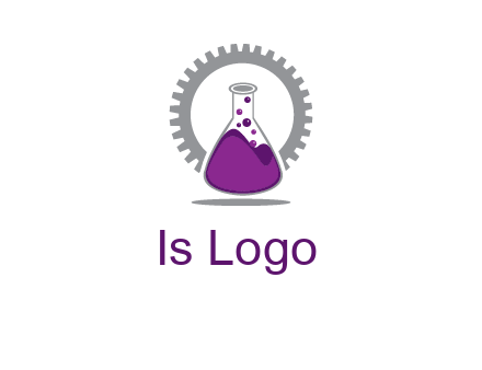 chemical flask and gear engineering logo
