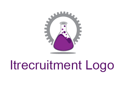 chemical flask and gear engineering logo