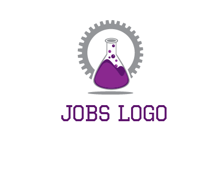 chemical flask and gear engineering logo