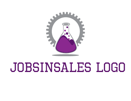chemical flask and gear engineering logo