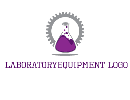 chemical flask and gear engineering logo