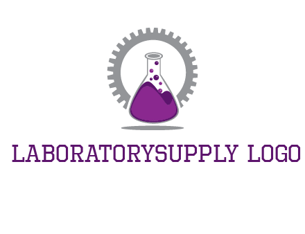 chemical flask and gear engineering logo
