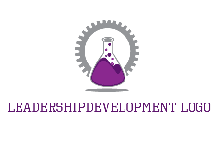 chemical flask and gear engineering logo