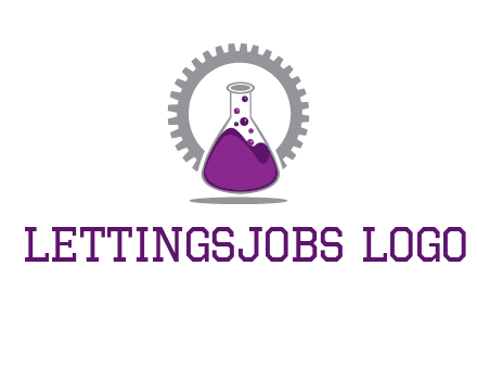 chemical flask and gear engineering logo