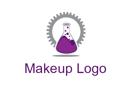 chemical flask and gear engineering logo