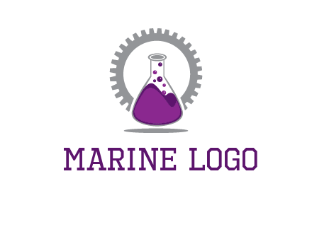 chemical flask and gear engineering logo