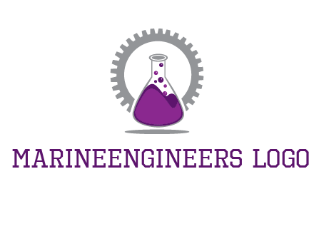 chemical flask and gear engineering logo