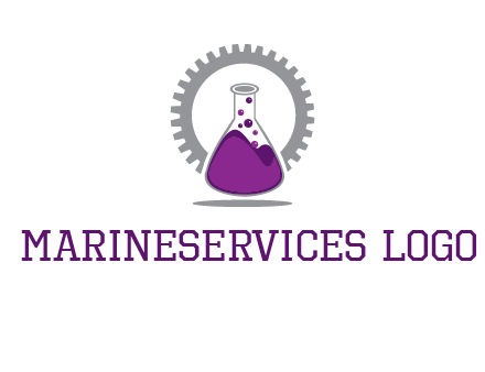 chemical flask and gear engineering logo