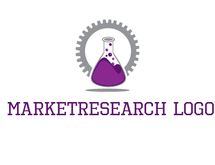 chemical flask and gear engineering logo