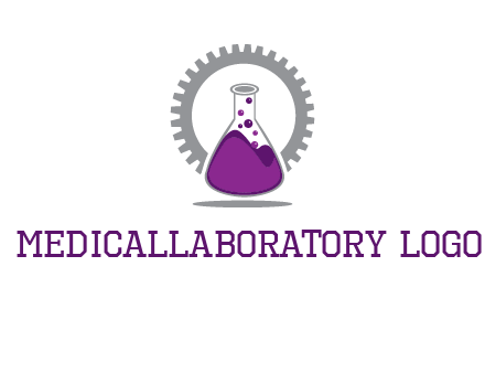 chemical flask and gear engineering logo