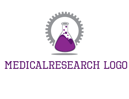 chemical flask and gear engineering logo