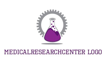 chemical flask and gear engineering logo