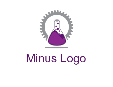 chemical flask and gear engineering logo