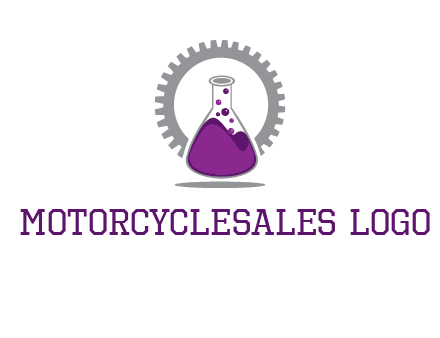 chemical flask and gear engineering logo