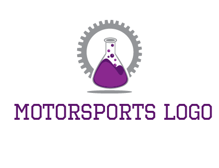 chemical flask and gear engineering logo