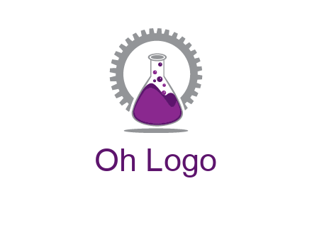 chemical flask and gear engineering logo