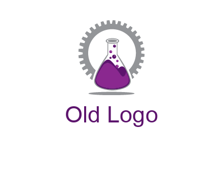chemical flask and gear engineering logo