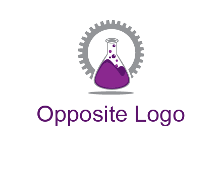 chemical flask and gear engineering logo