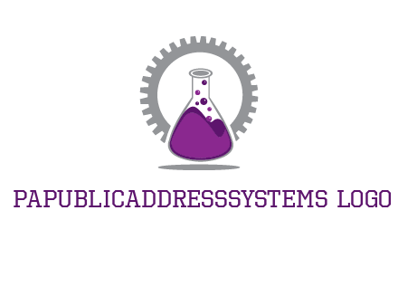 chemical flask and gear engineering logo