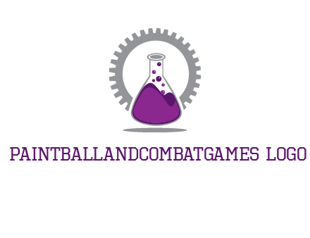 chemical flask and gear engineering logo