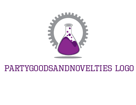 chemical flask and gear engineering logo