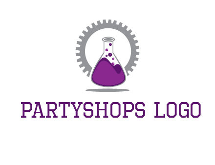 chemical flask and gear engineering logo