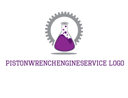 chemical flask and gear engineering logo