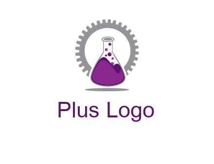 chemical flask and gear engineering logo