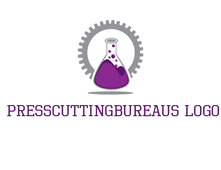 chemical flask and gear engineering logo