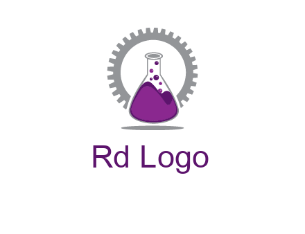 chemical flask and gear engineering logo