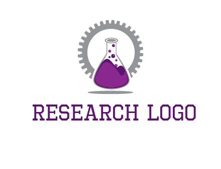 chemical flask and gear engineering logo