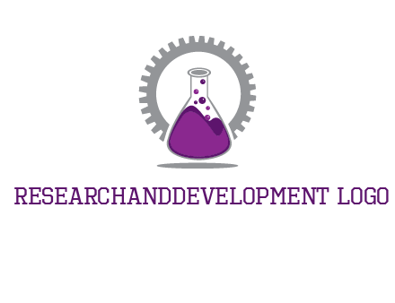 chemical flask and gear engineering logo