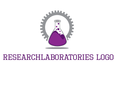chemical flask and gear engineering logo