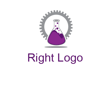 chemical flask and gear engineering logo