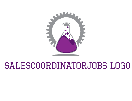 chemical flask and gear engineering logo