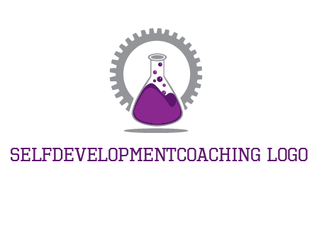 chemical flask and gear engineering logo