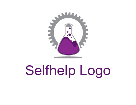 chemical flask and gear engineering logo