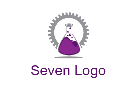 chemical flask and gear engineering logo