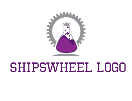 chemical flask and gear engineering logo