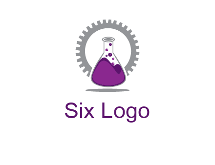 chemical flask and gear engineering logo