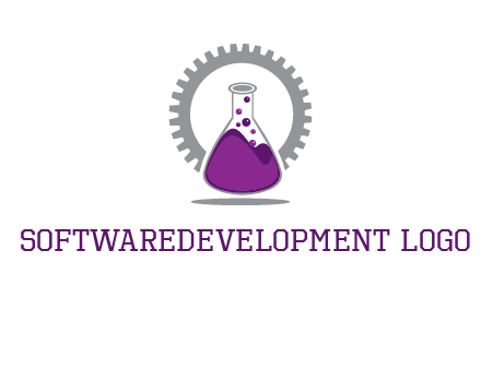 chemical flask and gear engineering logo