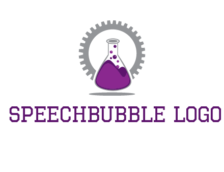 chemical flask and gear engineering logo
