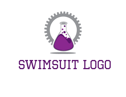 chemical flask and gear engineering logo