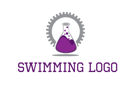 chemical flask and gear engineering logo