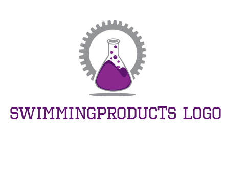 chemical flask and gear engineering logo