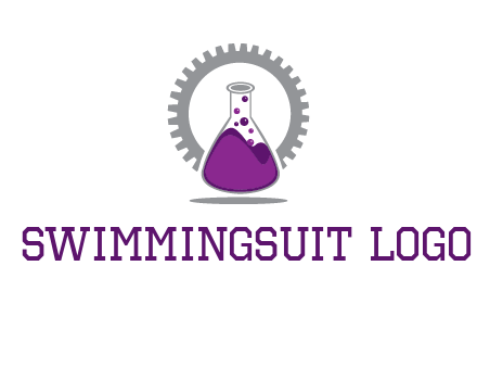 chemical flask and gear engineering logo