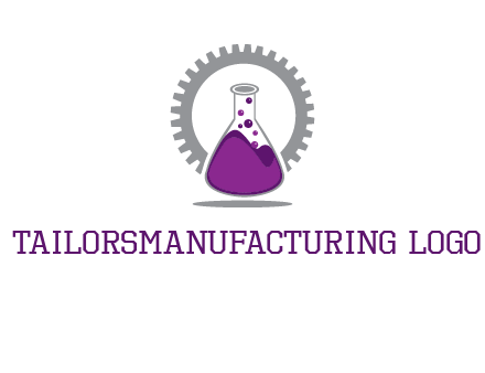 chemical flask and gear engineering logo